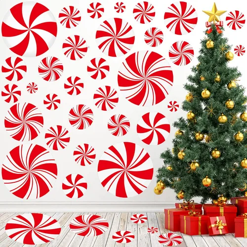Miniatura 5 de Ceiba Tree Calcomanías de piso de menta autoadhesivas, calcomanías de Navidad para fiestas, aulas, eventos y decoración de garaje, 36