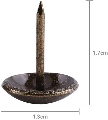 Miniatura 2 de Hilitand 100 tachuelas de tapicería, alfileres de clavos para muebles, sofá, remaches, tapicería, tachuelas para manualidades, latón antiguo