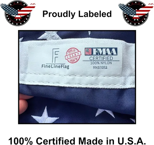 Miniatura 3 de Bandera estadounidense de 2 x 3 pies, fabricada en Estados Unidos, certificación FMAA, bandera estadounidense de nailon 210D para exteriores