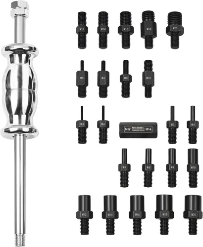 Juego de martillos deslizantes de 24 piezas, extractor de pasadores – Quita bujes, rodamientos, pasadores, sellos y piezas congeladas con accesorios