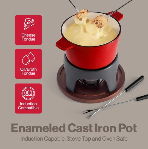 Miniatura 3 de Swissmar Sierra - Juego de fondue de hierro fundido, 1.6 cuartos de galón / 1.6 litros, perfecto para fondues de carne, queso y chocolate, ideal