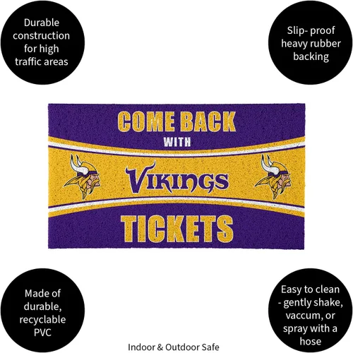 Miniatura 4 de Team Sports America NFL Minnesota Vikings Entrada interior y exterior 28 x 16 pulgadas Parte trasera antideslizante Tapetes de bienvenida