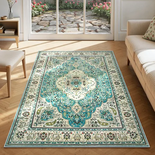 Miniatura 35 de Lahome Alfombra tribal bohemia de 2 x 3 pies, alfombra verde pequeña para entrada, suave, antideslizante, lavable, alfombra de baño bohemia de pelo