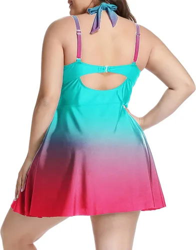 Miniatura 3 de Lalagen Traje de baño halter para mujer, talla grande, conjunto de tankini de dos piezas.