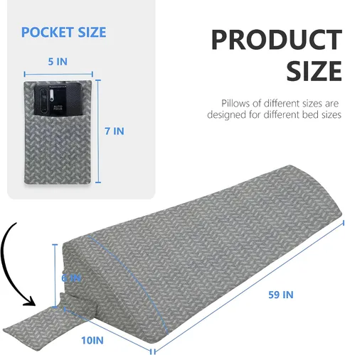 Miniatura 2 de Tapón de almohada de cuña para cama Queen, relleno de espacio de colchón con cuña triangular para espacio de cabecera, posición de bolsillo lateral
