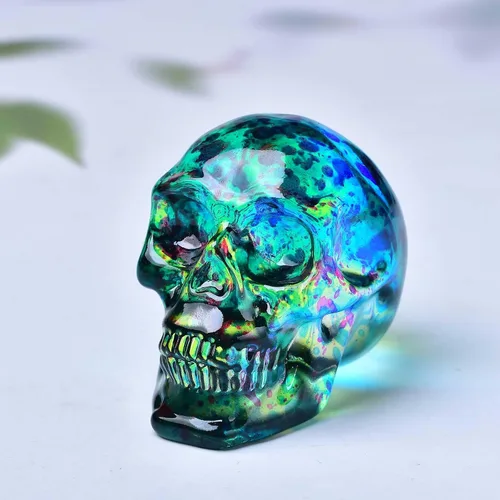 Miniatura 6 de Estatuas de cabeza de calavera de cristal, figuras de calavera K9, piedras preciosas de calavera de cristal, decoración de Halloween, regalos