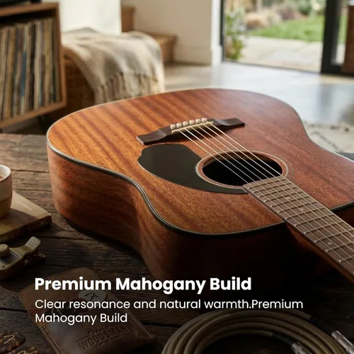 Miniatura 5 de Fender CD-60S Guitarra Acústica Dreadnought de Tapa Sólida - Todo Caoba, Paquete con Funda Gig Bag, Afinador, Correa, Cuerdas, Púas y DVD