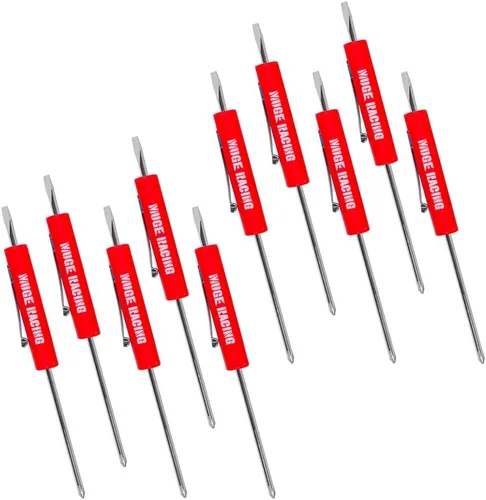 Miniatura 11 de Destornillador de bolsillo de doble extremo y juego ranurado mecánico magnético con clip, mini destornilladores de bolsillo para mecánicos, Rojo