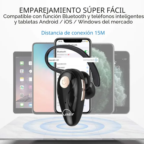 Miniatura 4 de Kendir Auricular Bluetooth, V5.0 Ultraligero Inalámbrico Auricular Teléfono Celular con Micrófono Auricular Control de Volumen, Auriculares Manos