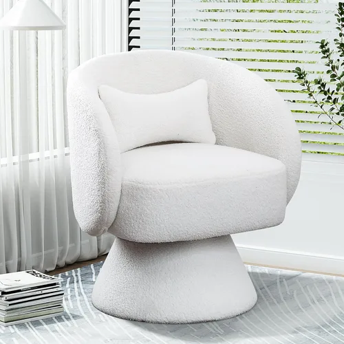 Miniatura 17 de Silla Giratoria de Barril, Sillas Giratorias de Acento Acolchadas Cuddle Tapizadas para Sala de Estar, Cómoda Silla Giratoria Redonda Pequeña Negra