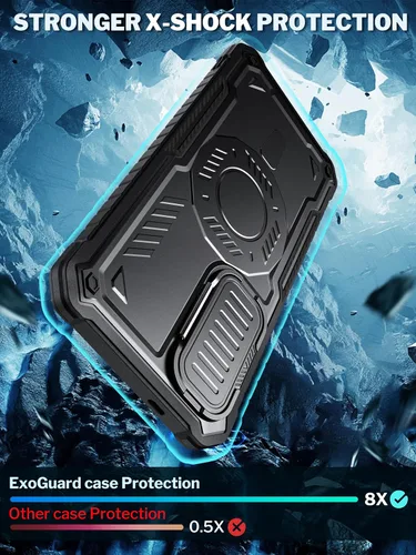 Miniatura 6 de ExoGuard Funda para Samsung Galaxy S24 con protector de pantalla, funda protectora de goma de cuerpo completo con cubierta de cámara y función atril