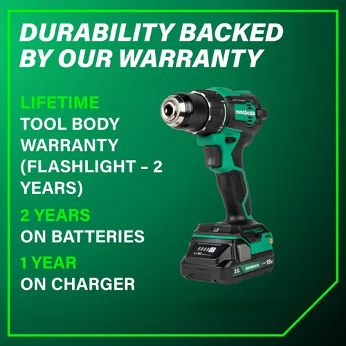 Miniatura 14 de Metabo HPT Taladro Percutor Inalámbrico MultiVolt™ de 18V, Destornillador de Impacto, Sierra Recíproca, y Linterna Kit Combinado de 4 Piezas