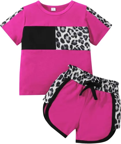Miniatura 8 de Ropa de verano para niña, camiseta de manga corta para bebé, pantalones cortos, estampado de leopardo, camuflaje, de 18 meses a 6 años