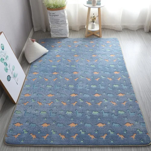 Alfombras únicas que brillan en la oscuridad, alfombra luminosa para dormitorio de niños, bonito dinosaurio azul, 2 x 4 pies