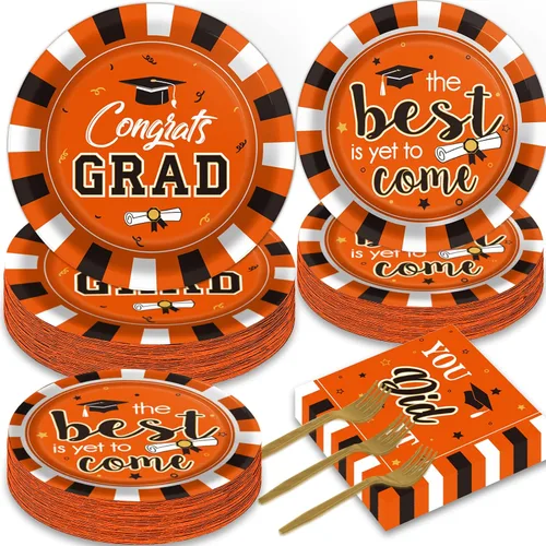 Miniatura 11 de Wiooffen Juego de 50 platos para fiesta de graduación y servilletas, suministros de felicitaciones para la clase de 2026, vajilla desechable