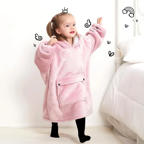 Miniatura 7 de KFUBUO Manta Ponible con Capucha para Niños Pequeños Manta Sherpa Sudadera Con Bolsillo Lindas Sudaderas con Capucha 2-6 Años de Edad Niña Lindos