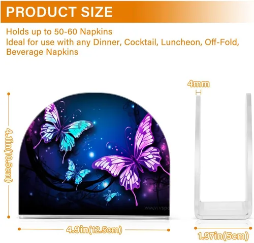 Miniatura 3 de Servilleteros de mariposa púrpura para mesas, servilleteros de acrílico transparente para servilleteros de cóctel para cocina, restaurante, bar