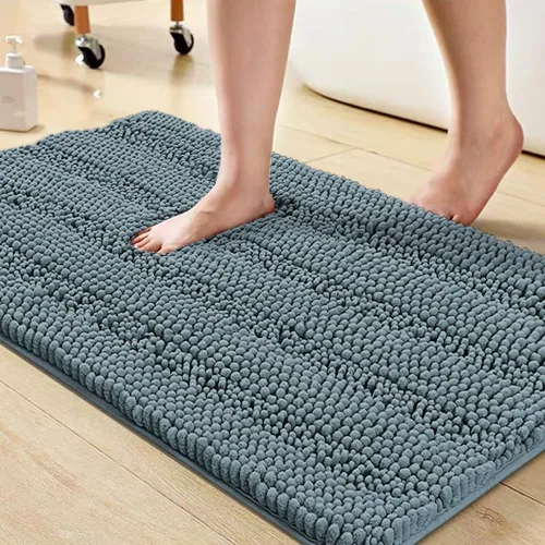 Miniatura 44 de Turquoize Alfombras de Baño de Chenilla Peludas Alfombra de Baño Antideslizante Gruesas Alfombras Peludas para Baño Chenilla Juego de Alfombra