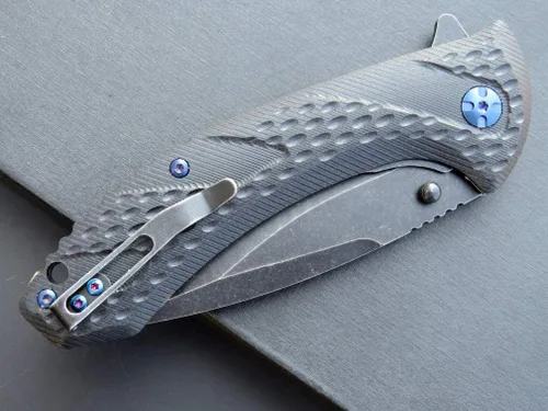 Miniatura 8 de Eafengrow EF927 Cuchillo de bolsillo D2 Hoja de acero con revestimiento de óxido negro, cuchillo para exteriores, mango G10, rodamiento de bolas
