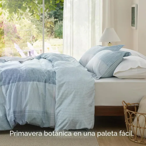 Miniatura 5 de Bedsure - Funda de edredón tamaño Queen, reversible, cuadros escoceses, cierre de cremallera, ropa de cama azul de 3 piezas con 8 lazos en las 05