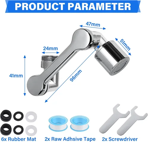 Miniatura 2 de Extensor de grifo giratorio de 360° con adaptador, cabezal rociador multifuncional para fregaderos de baño y cocina (paquete de 2 extensores)