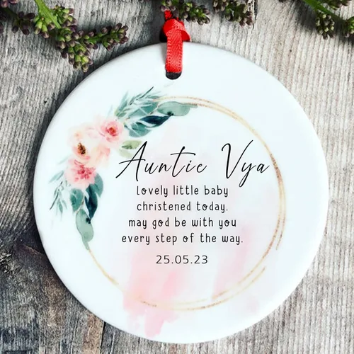 Miniatura 4 de Recuerdos personalizados de adorno de Navidad para bebé, regalos de bebé que llegan, adornos de cerámica para árbol de Navidad, adornos de primera