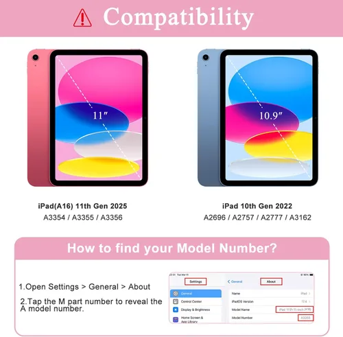 Miniatura 2 de Supveco Funda para iPad (A16) de 11ª generación de 11 pulgadas (2025), iPad de 10.9 pulgadas (2022) con soporte para lápiz, funda de alta calidad