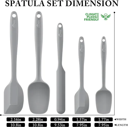 Miniatura 2 de HOTEC Juego de espátulas de goma de silicona resistentes al calor de 600 ℉, sin BPA, espátulas de cocina, para hornear, mezclar para utensilios