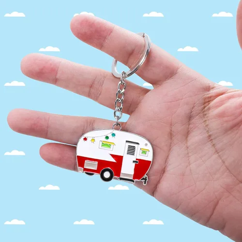 Miniatura 4 de 2 Piezas Llavero de Caravana, Llavero de Caravana RV Accesorios de Caravana para Remolques de Viaje Llavero Retro de Coche de Camping