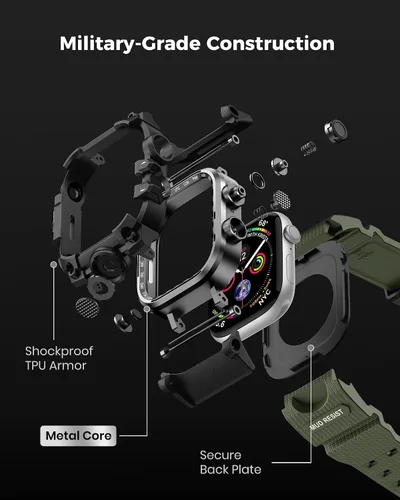 Miniatura 5 de amBand Funda resistente con correa para Apple Watch de 1.732 pulgadas, compatible con iWatch Series SE 3/SE 2ª generación, SE/6/5/4, protección