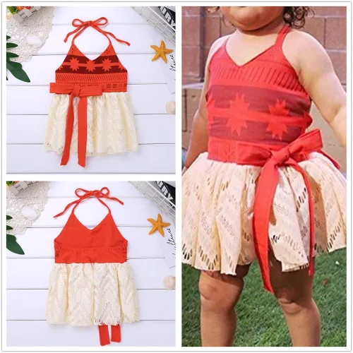 Miniatura 3 de Traje de baño para niñas pequeñas, con encaje halter, espalda descubierta, vestido de tul