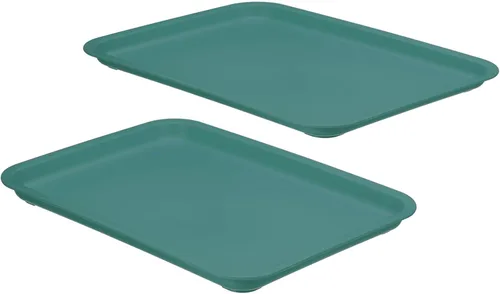 Miniatura 8 de PATIKIL Bandeja de comida rápida de 12 x 9, paquete de 2 bandejas rectangulares reutilizables de plástico multiusos para cafetería, restaurante, Azul