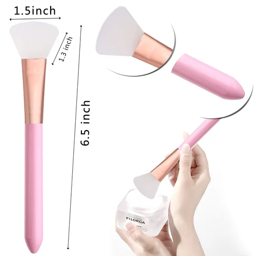 Miniatura 2 de Elisel 5 cepillos aplicadores de máscara facial de silicona, flexibles para cara, dormir, arcilla, loción corporal