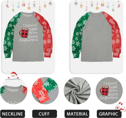 Miniatura 5 de Anbech Merry Christmas Trees Graphic Shirt Women Funny Car Graphic Xmas Top Long Sleeve Vacation Pullover
