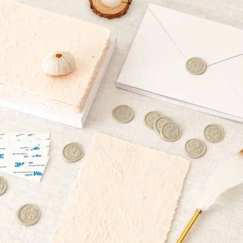 Miniatura 3 de 50 calcomanías de sello de cera, calcomanías de sello de corona gris para bodas, cumpleaños, baby shower, Acción de Gracias, invitaciones, sobres