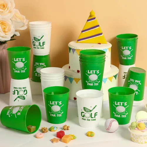Miniatura 4 de 24 vasos de plástico para fiesta de golf, vasos de plástico reutilizables, suministros de fiesta, pelota de golf deportiva, vasos de plástico
