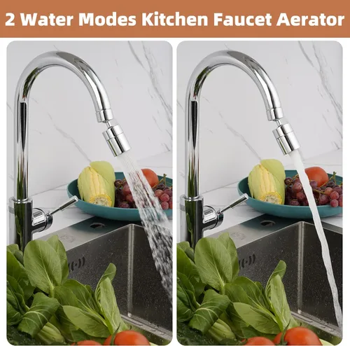 Miniatura 2 de Hibbent Aireador de grifo certificado NSF/ANSI/CAN 61, certificación CUPC aireador de grifo de fregadero de cocina de 360 grados, accesorio Cromo
