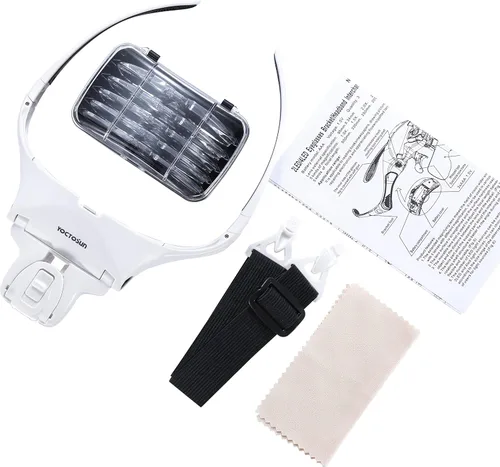 Miniatura 9 de YOCTOSUN Lupa Montable para Cabeza con 2 LED, Lupa Profesional de Joyero con Soporte de Luz y Diadema Intercambiables