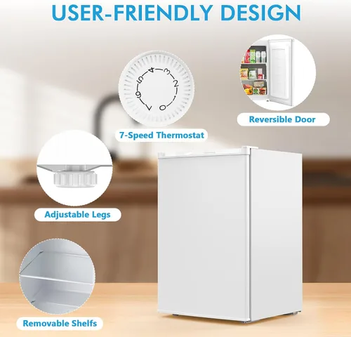 Miniatura 5 de COWSAR Congelador vertical de 3.0 pies cúbicos, congelador compacto, congelador profundo de pie con termostato ajustable, estantes extraíbles