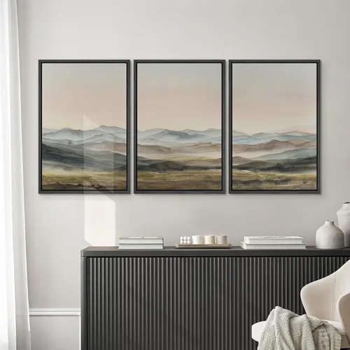 Miniatura 150 de SIGNWIN Lienzo enmarcado para pared, arte con pinceladas de flujo neutro en tonos beige abstractos, ilustraciones, arte moderno, decorativo