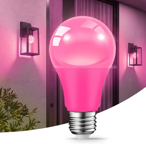 Miniatura 3 de JAHEKS Bombillas LED rosas para interiores y exteriores, 9 W (equivalente a 60 W), base E26, bombilla rosa para Navidad, Halloween, boda, fiesta