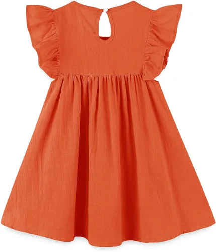 Miniatura 2 de Vestido de verano de algodón y lino con mangas con vuelo, vestido de playa para bebés y niñas pequeñas