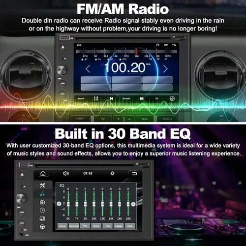 Miniatura 8 de Estéreo de coche de doble DIN con reproductor de CD/DVD, estéreo de automóvil con pantalla táctil de 7 pulgadas con Apple CarPlay y Android Auto