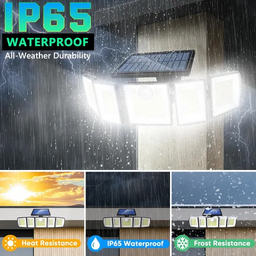 Miniatura 7 de MDCMDCM Luces solares para exteriores, sensor de movimiento impermeable, 416 LED, 3000 lúmenes, súper brillante, 3 brillo; 3 modos, iluminación