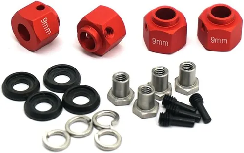 Miniatura 2 de MOHERO Bujes de rueda hexagonales de aleación de aluminio de 0.354 in de grosor y 0.472 in para Trx4 1/10 RC modelo Crawler (rojo, 0.354 in)