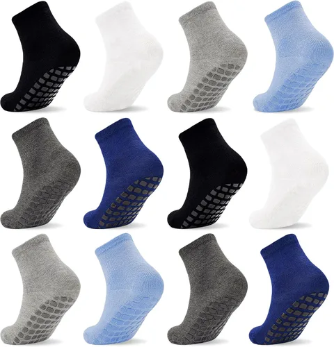 Miniatura 8 de SkiBeaut Calcetines antideslizantes para niños pequeños con agarre, paquete de 12 calcetines antideslizantes para niños de 1 a 7 años
