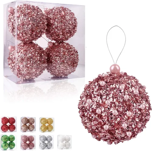 Miniatura 10 de Adornos de bola de Navidad de 4.25 pulgadas, juego de 4 piezas inastillables, decoración de árbol de Navidad para árboles de Navidad, bodas, Naranja