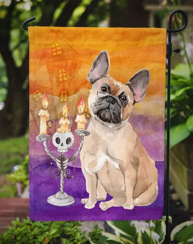 Miniatura 3 de Caroline's Treasures CK3216GF - Bandera decorativa para jardín de bulldog francés Hallween Fawn, para jardín, jardín, patio, jardín, multicolor