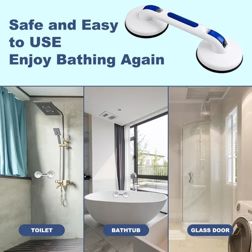Miniatura 6 de Manija de ducha para tinas y duchas, agarre fuerte con ventosa, mango de baño, barras de agarre resistentes para personas mayores con discapacidad