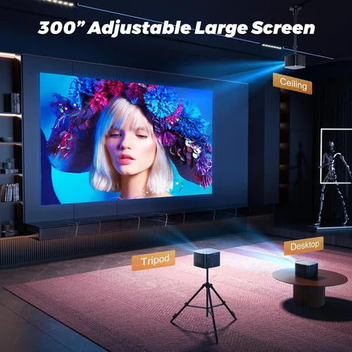 Miniatura 6 de [Auto Focus/Keystone] Proyector Groview 4K con WiFi y Bluetooth, Proyector de Películas de 1000 ANSI para Uso en Exteriores, Proyector con Zoom